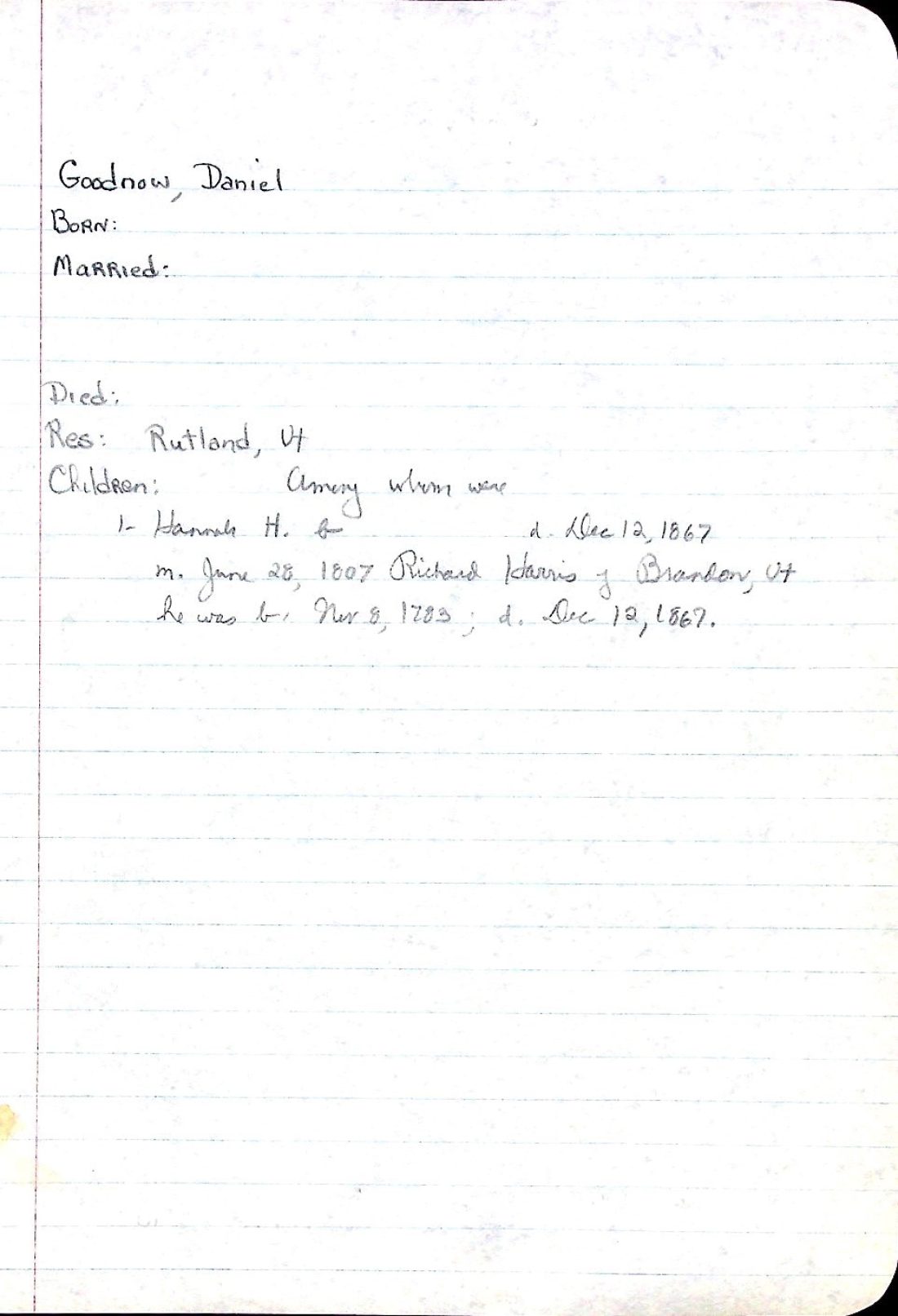 GOODNOW, Daniel (n.d.) HARRIS